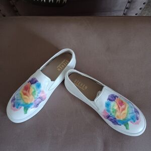Steven By Steve Madden Womens Size 10M Floral Natural Comfort Slip On Sneakers
